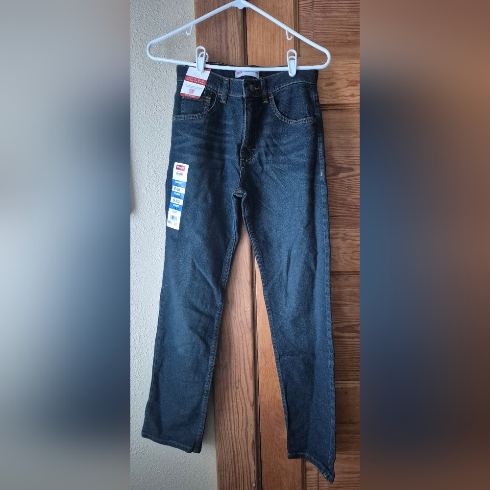 NWT Wrangler Boys 5 Pocket Jeans Sz14 Slim Fit Classic Straight Adjustable Waist